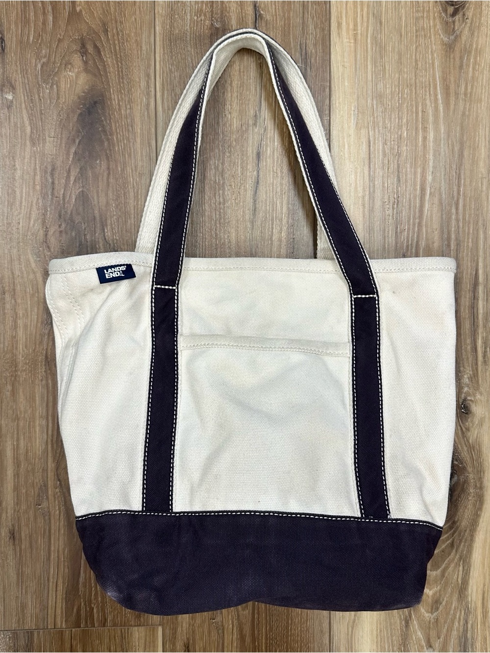 Land’s End Canvas Tote Bag, Off White Navy